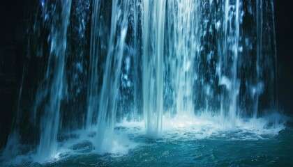 Luminous waterfall of light cascading down an invisible surface