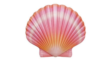 Fototapeta premium Isolated Scallop Shell, Natural Texture, Bright Pink-Orange-Cream Gradient, Seaside Souvenir