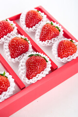 Fresh Premium Strawberries in Protective Packaging Red Gift Box Luxury Fruit Presentation