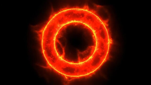 A seamlessly looping video showcasing a red fiery energy ring pulsing intensely and emanating heat waves looping, flame, abstract