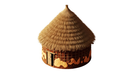 african hut 3d model authentic village life simulation, isolated on transparent background