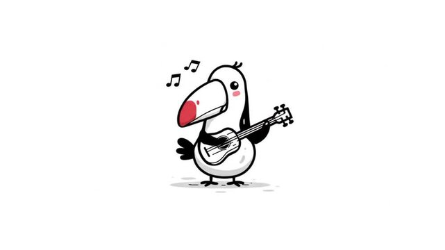 Cute toucan playing ukulele