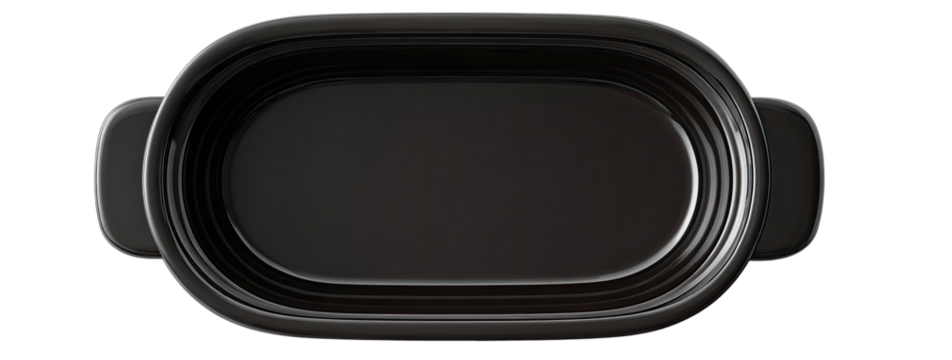 Black oval slow cooker, top view