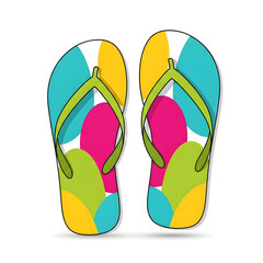 Colorful Flip Flops Beach Summer Footwear Isolated on White