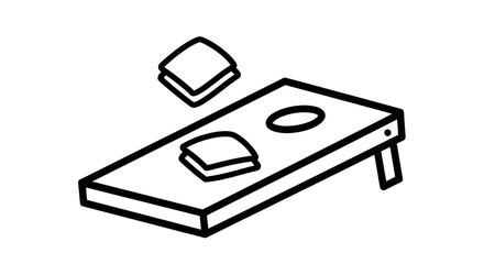 Playing Bean Bag Toss Game Outline Illustration