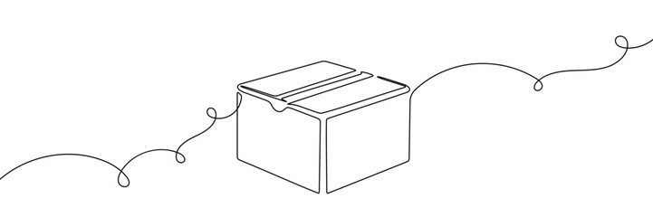 box package delivery icon line gift continuous illustration cardboard doodle warehouse. container box package delivery carton pack parcel storage post vector single open cargo square outline product