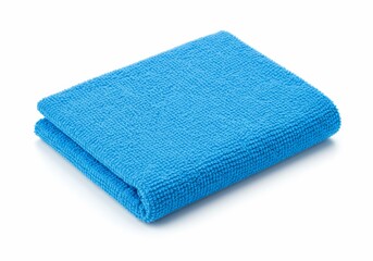 Folded Blue Microfiber Cleaning Cloth on White
