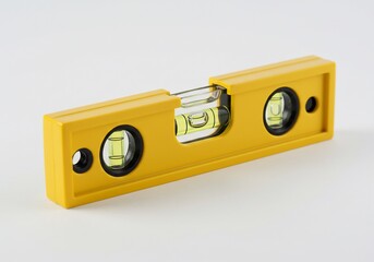 Yellow Spirit Level Tool on White Background