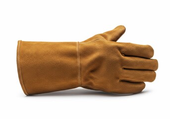 Brown Leather Welding Glove on White Background