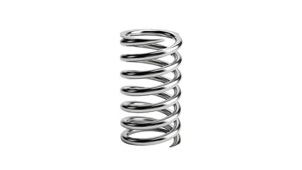 Shiny metal spring isolated on white background, a common mechanical component used in various applications