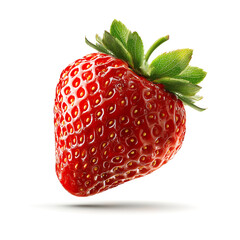Fresh ripe strawberry isolated on white background, vibrant red juicy berry close-up. AI generated