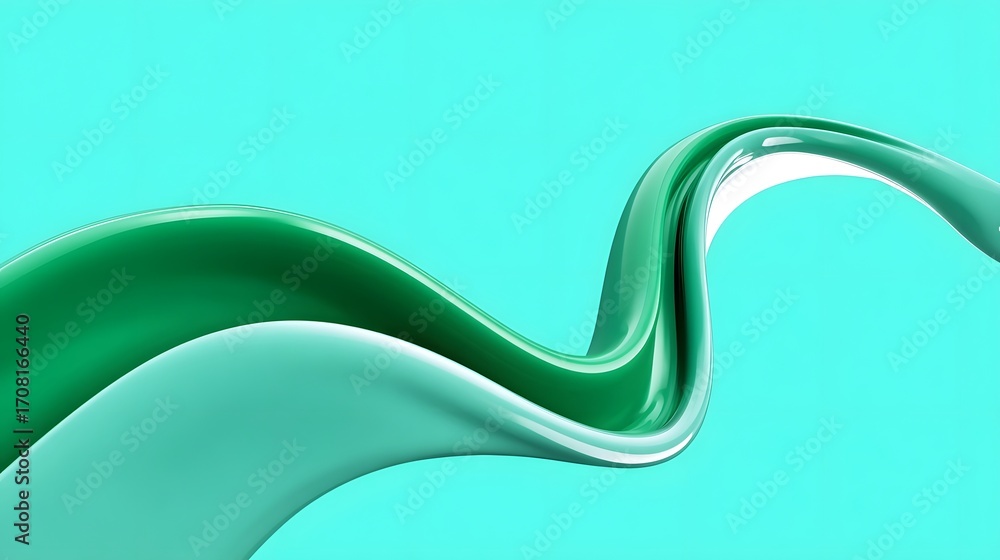 Poster an abstract, flowing wave-like pattern in shades of vibrant green, creating a visually striking and 