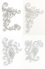 Glass  Baroque Acanthus Corner Ornaments Set