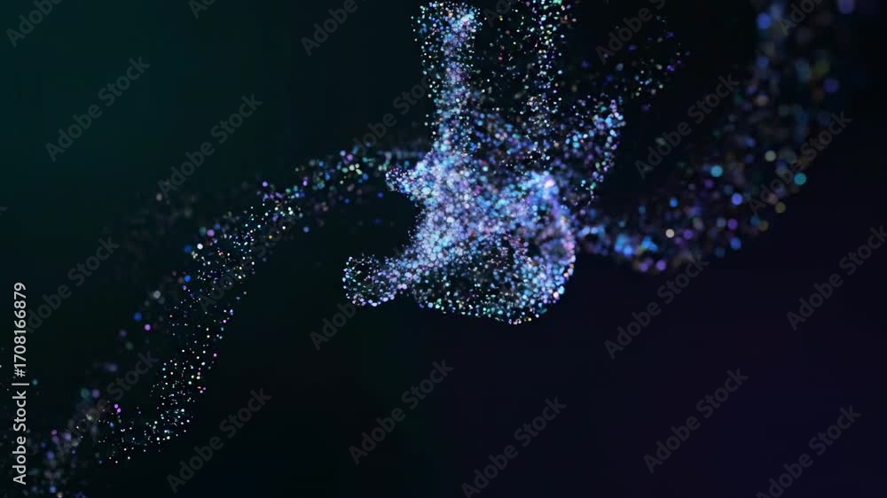 Wall mural abstract colorful glowing particles shimmer and fade across the screen in an endless loop, creating 