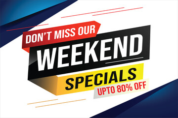 Weekend Special sale tag. Banner design template for marketing. Special offer promotion retail. background banner modern graphic design for advertising store shop, online store, website, landing page 