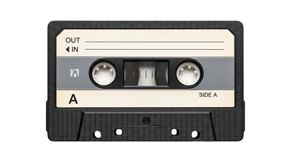 Fototapeta premium Vintage cassette tape isolated on white background, a nostalgic reminder of analog audio recording
