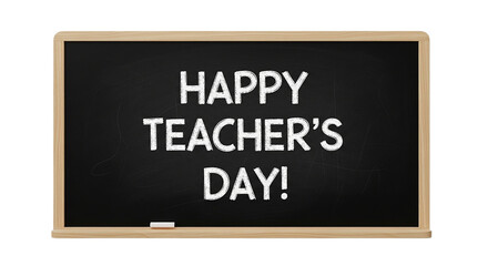 A chalkboard greeting for educators saying Happy Teacher s Day with a classic wooden frame and white