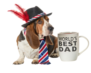 Basset Hound celebrates Fathers Day with mug
