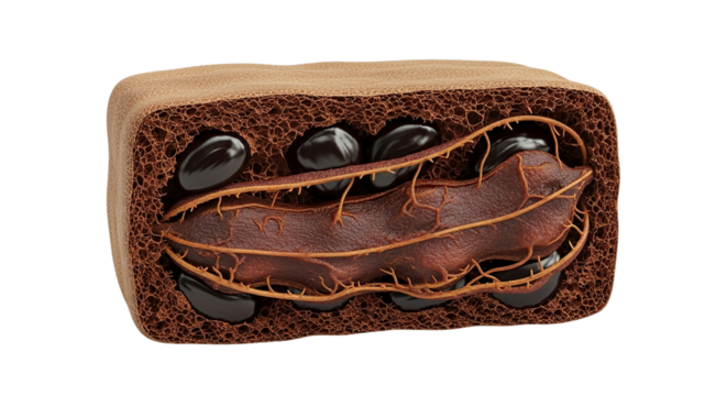 Unveiling the hidden world inside a tamarind pod nature s sweet and sour treasure Cross section with