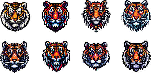 Collection of tiger mascot logos for gaming and streamer identity.