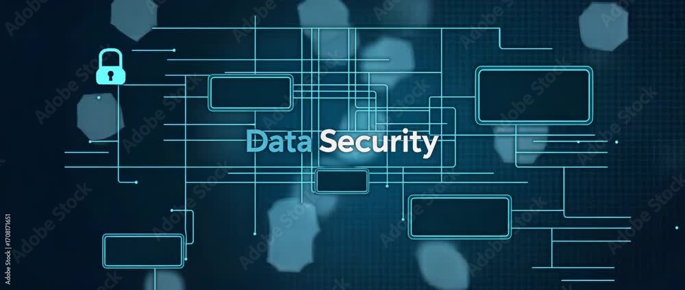Poster data security logo representing protection cybersecurity and safeguarding digital information in a m
