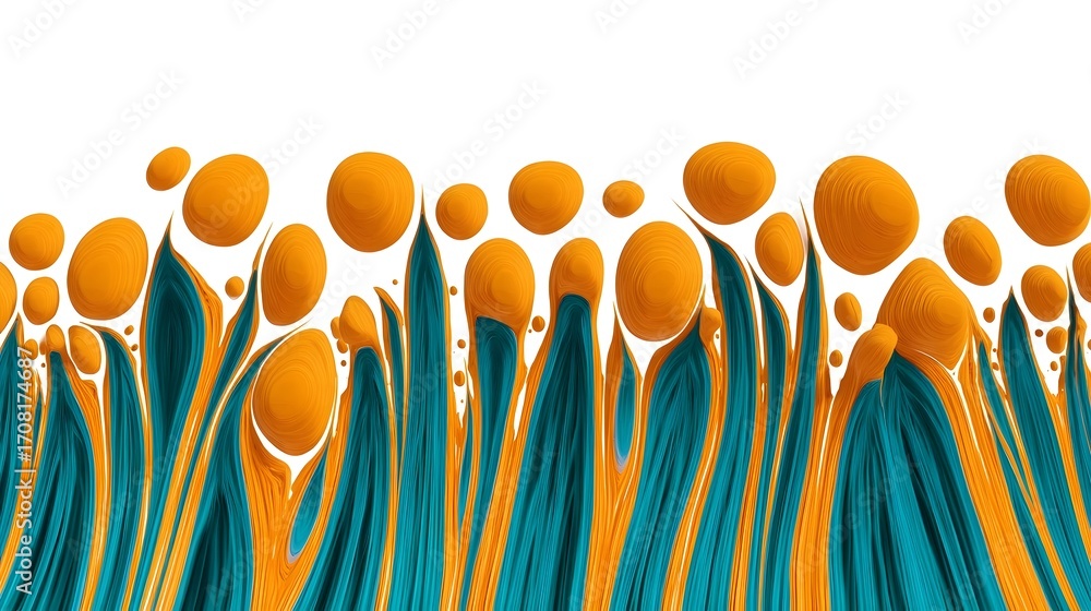 Poster a visually striking abstract composition featuring dynamic, flowing shapes and vibrant, contrasting 