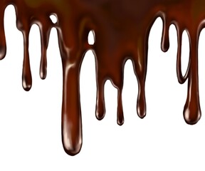 Decadent dark chocolate dripping temptingly, perfect for dessert advertising or confectionery packaging designs