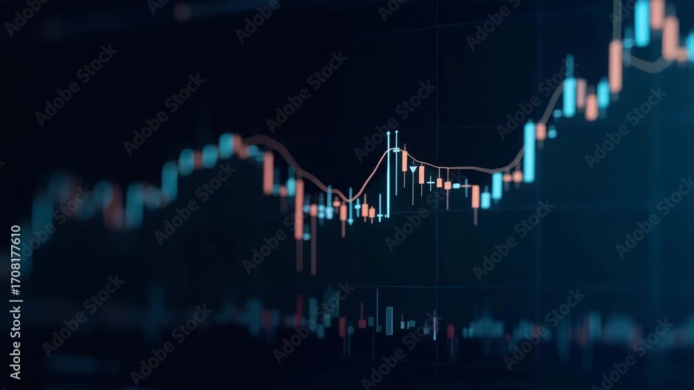 Poster Financial data analysis graph displaying forex and stock charts with a trading background concept as Graph showing financial data analysis with forex and stock charts in a trading environment in  Phot