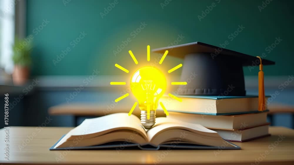 Poster flat education learning and idea knowledge concepts with innovative technology science mathematics i