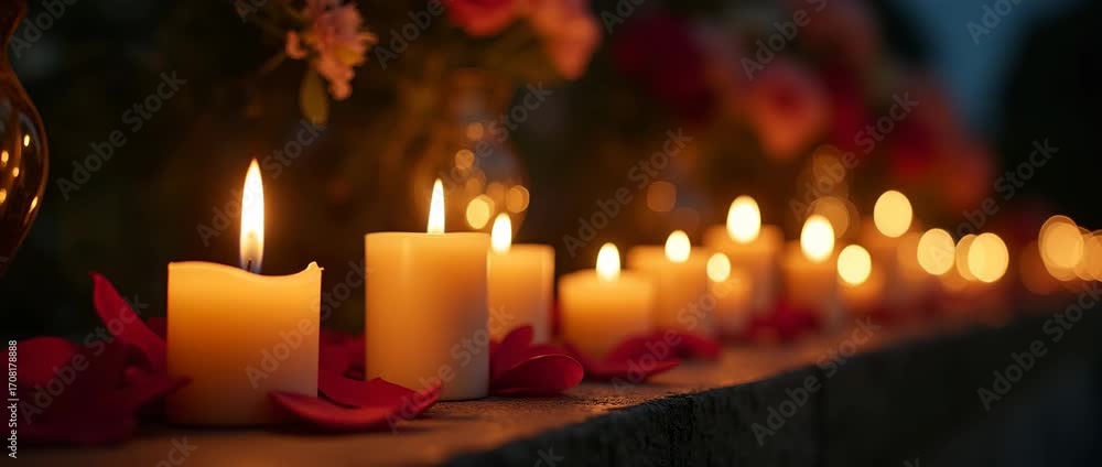 Poster elegant photostock image capturing a memorable candlelight vigil for memorial day with warm illumina
