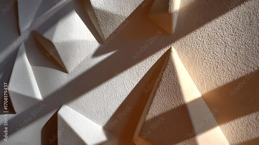 Poster an abstract image featuring a minimalist geometric pattern with triangular shapes, creating a visual