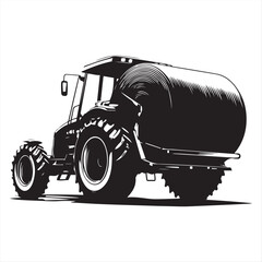 Black and White farm-round-baler Illustration