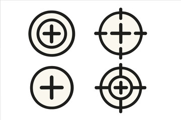 Obraz premium Information icon set vector pixel style, plus symbol in circle and crosshair, cartoon illustration, minimal UI design, abstract interface elements, target sign, transparent background graphic art