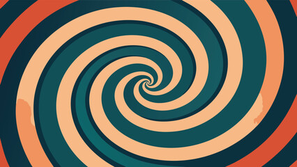 Obraz premium Peach and Teal Swirling Spiral Pattern with Textured Edges abstract background