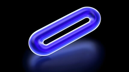 Obraz premium A sleek, minimalist, and futuristic chrome paperclip-shaped abstract art illust n with a glowing neon blue silhouette against a dark background.