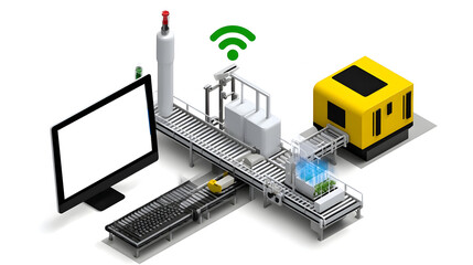 Obraz premium Illust n of various interconnected digital devices and technologies enabling wireless internet and network connectivity in a smart, automated system