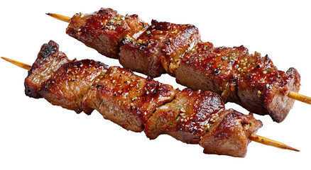 Two grilled meat skewers