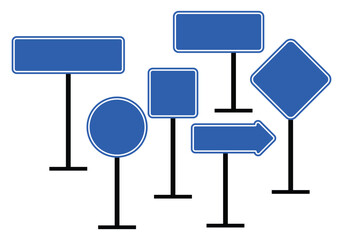 Fototapeta premium Vector art of collection of blue road signs