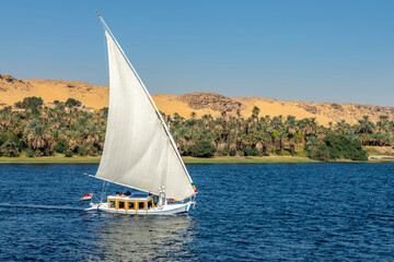 Fototapeta premium Traditional egyptian sailing boat on the Nile river, Egypt