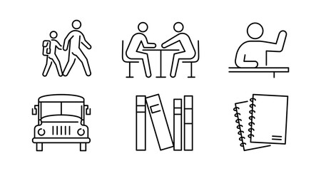 Minimalist school icons: education, books, and learning essentials