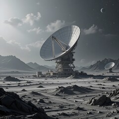 parabolic satellite antenna, satellite antenna, dish antenna, Large-scale satellite antenna, AI Generative