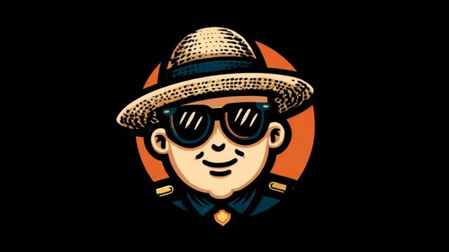 Smiling character in hat and sunglasses