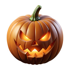 Fototapeta premium Scary jackolantern with glowing eyes and mouth isolated on transparent background