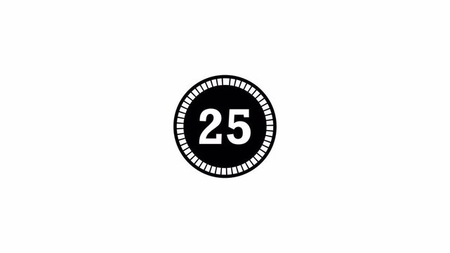  30-seconds simple countdown timer animation, Countdown timer from 30 second countdown time. of countdown animation isolated on transparent background with alpha channel.