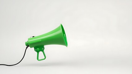 Green megaphone on neutral background, representing marketing and clear communication.
