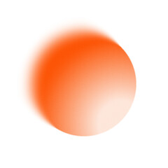 Abstract gradient element of pastel orange glowing circle blurred with noise and grainy texture on transparent background