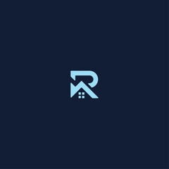 Obraz premium Letter R home logo icon flat vector design