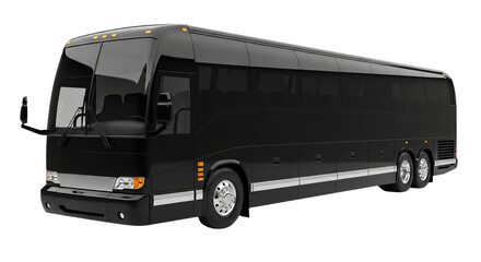 A sleek, modern, black passenger bus on a white background, ideal for transportation, travel, and charter services, representing efficient transit solutions for groups