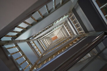 Explore the modern high rise stairwell interior perspective in Benidorm, Spain showcasing stunning architectural detail