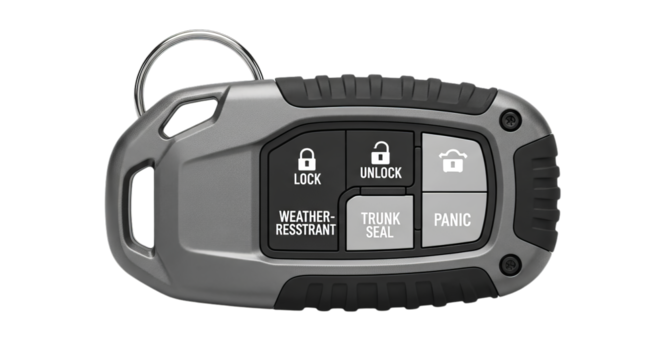 Rugged Car Remote Control Weather-Resistant Key Fob for Vehicle Access and Security with Panic Button